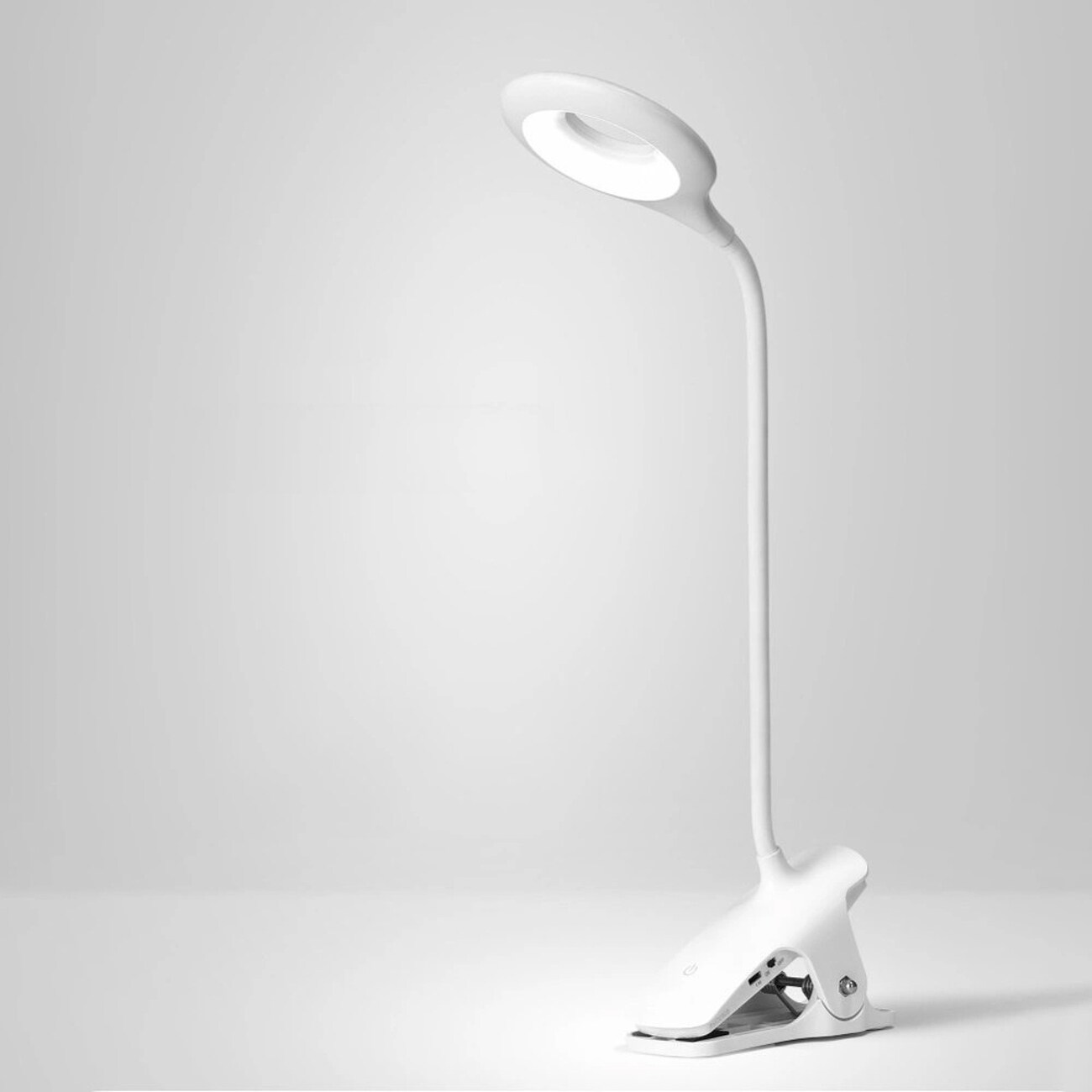 Mini Wozinsky Trådløs LED-leselampe med klips + USB-C-kabel - hvit