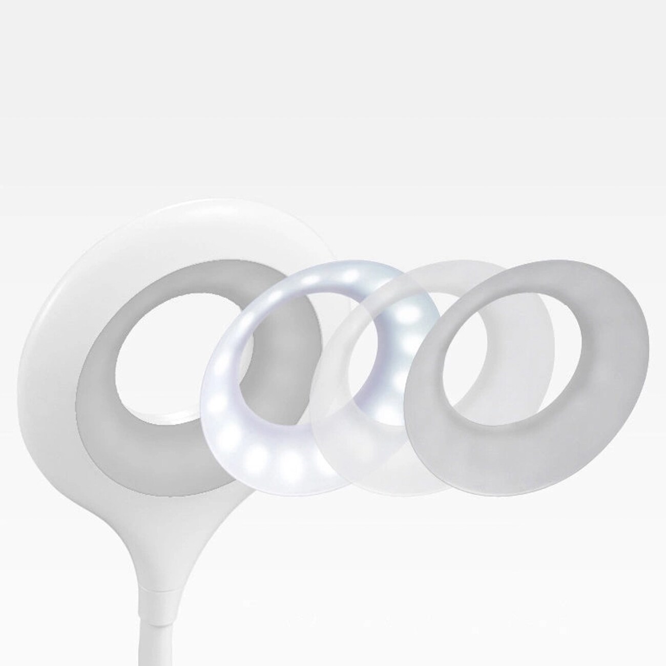 Mini Wozinsky Trådløs LED-leselampe med klips + USB-C-kabel - hvit