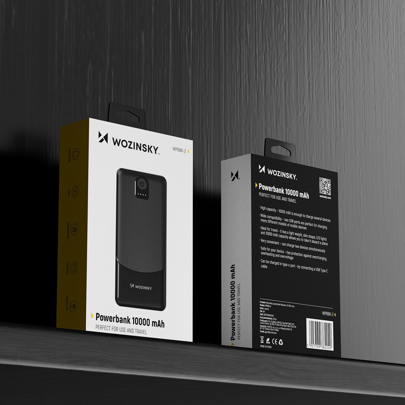 Wozinsky Wpower WPBBK-2 10000mAh Power Bank - Svart