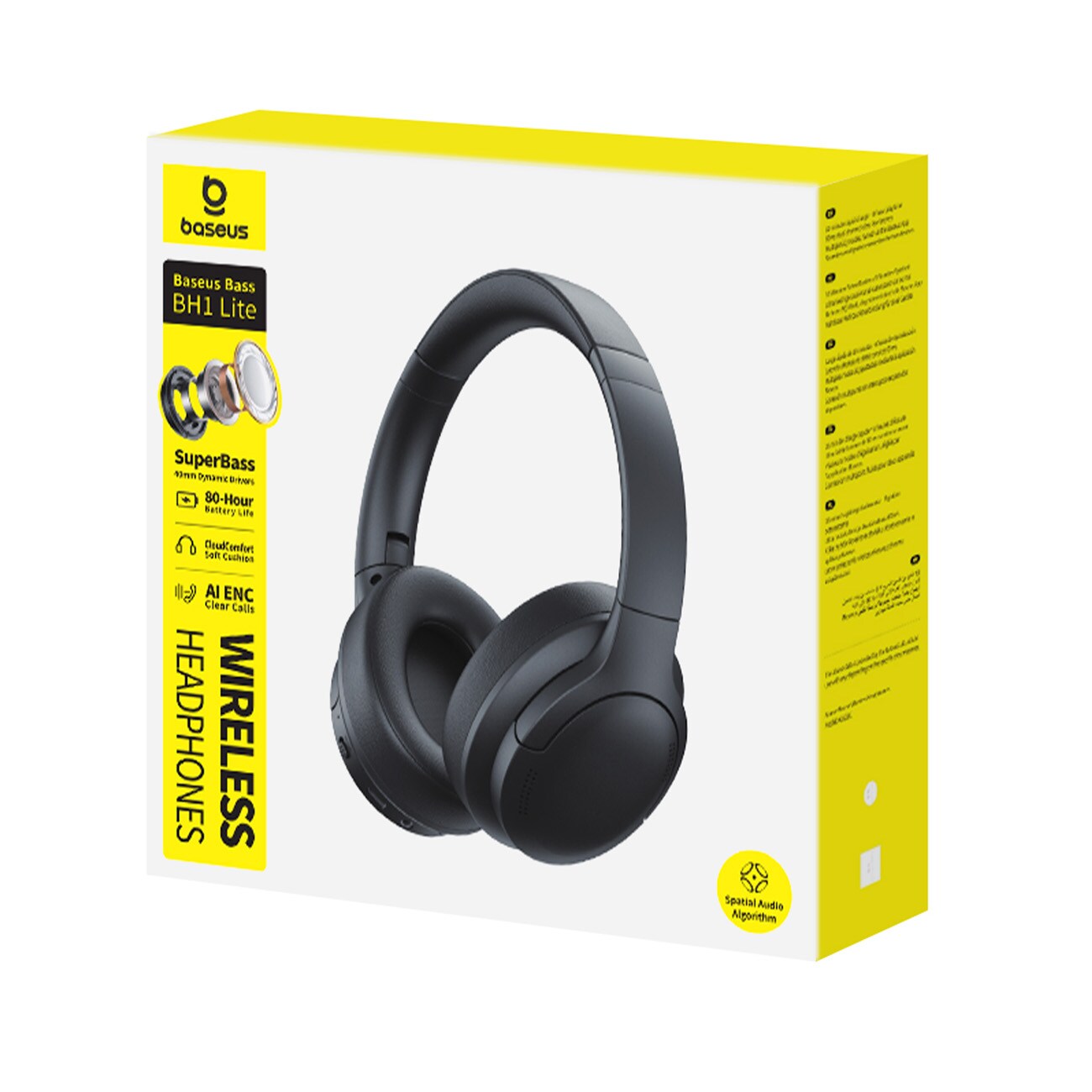Baseus Bass BH1 Lite trådløse Bluetooth 6.0-hodetelefoner med ører - svart