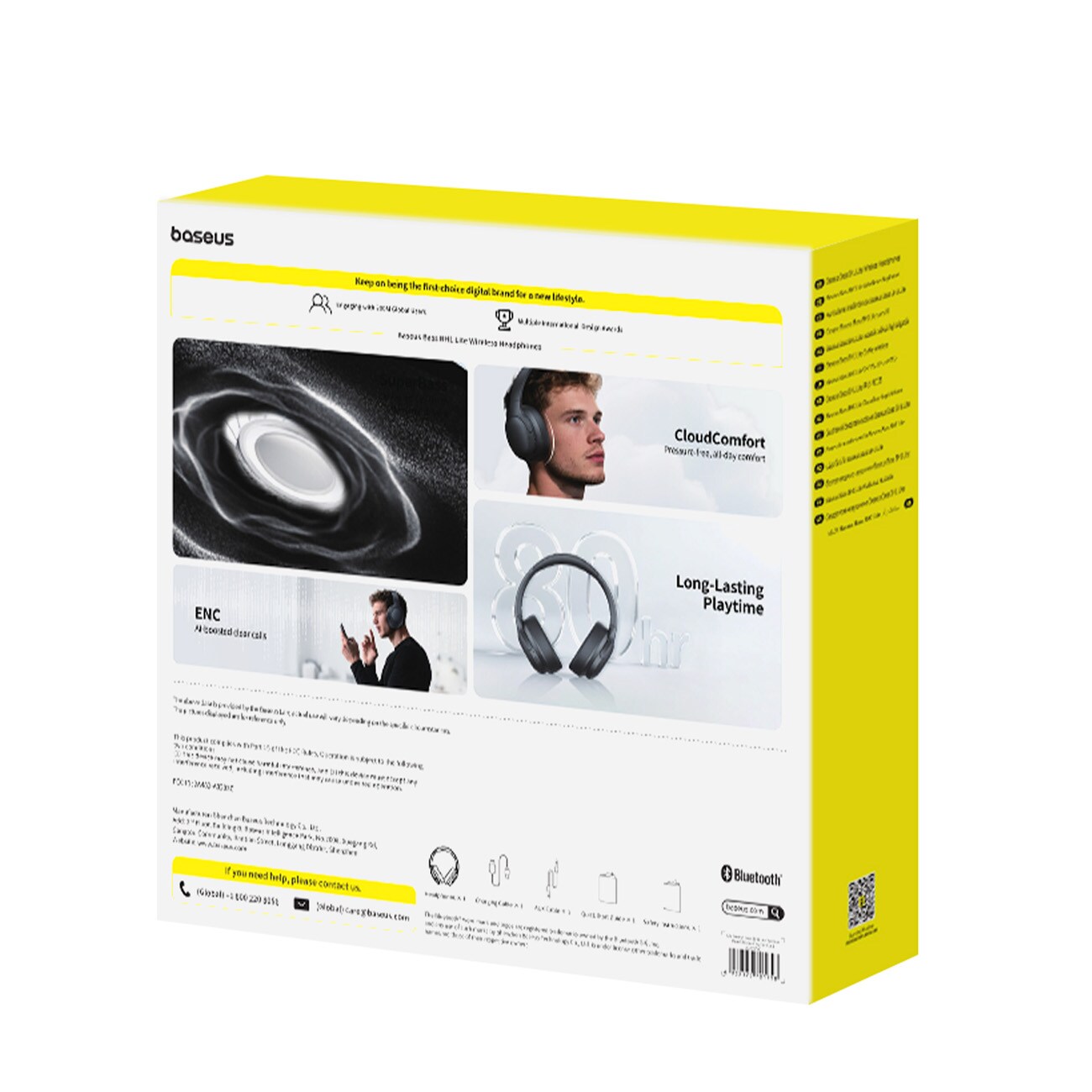 Baseus Bass BH1 Lite trådløse Bluetooth 6.0-hodetelefoner med ører - svart