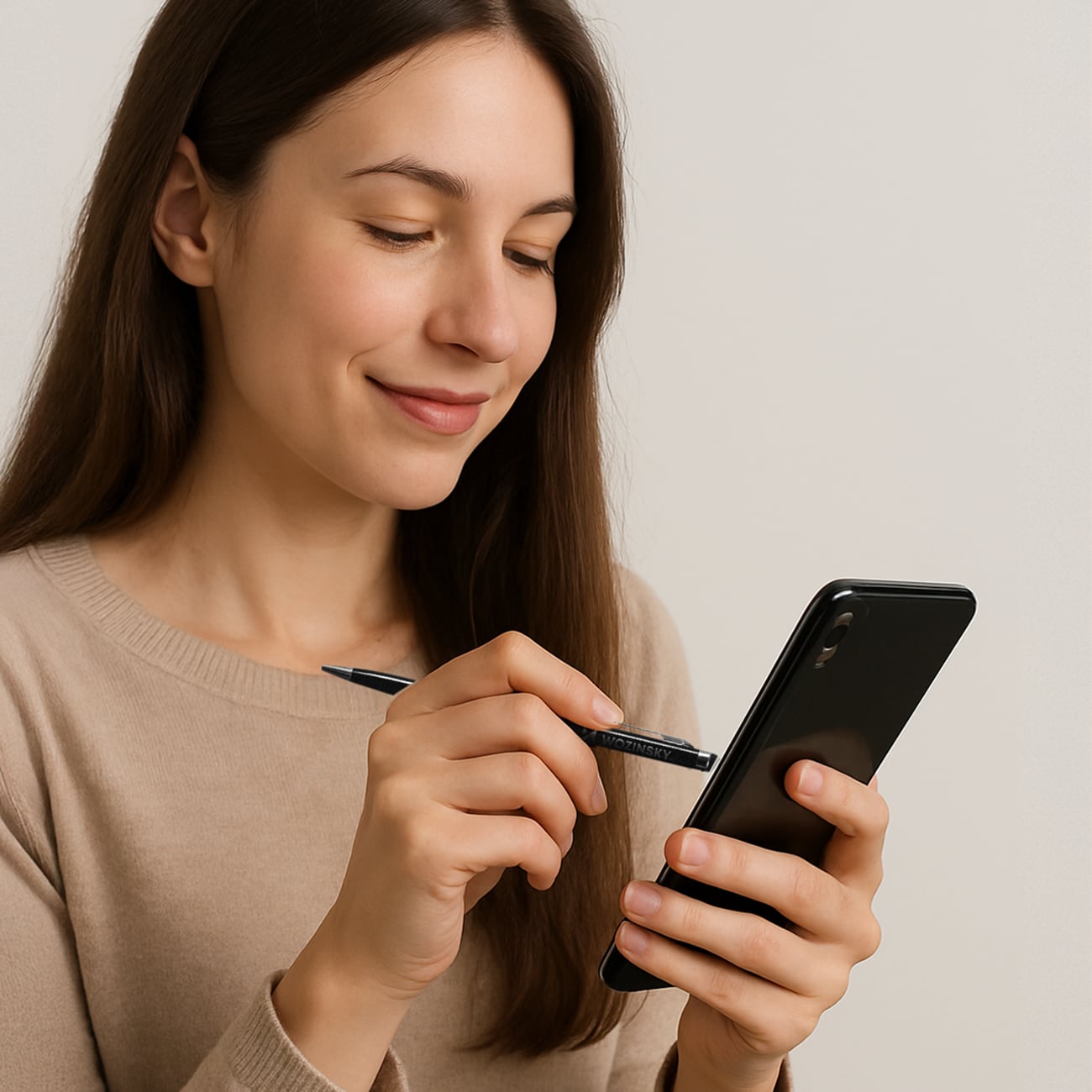 Wozinsky pennpenn for berøringsskjermer på smarttelefoner og nettbrett, svart