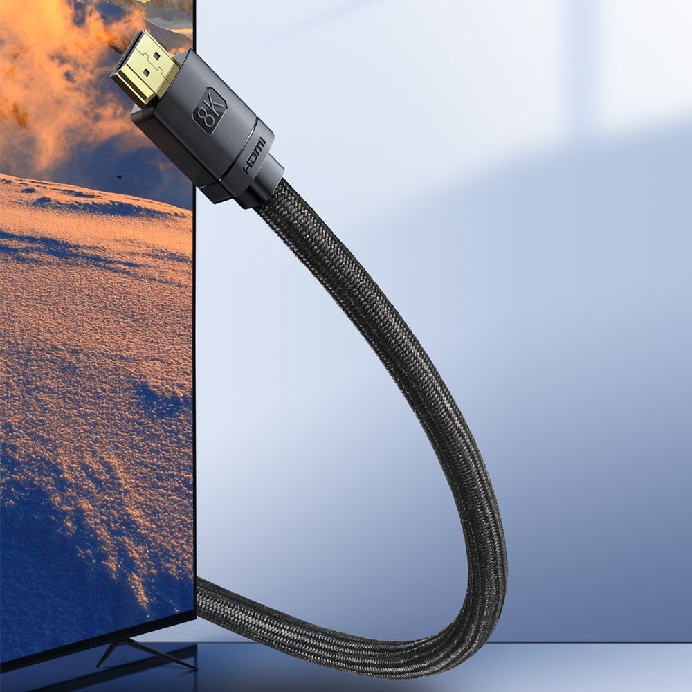Baseus HDMI 2.1 Kabel 8K 60Hz 48Gbps / 4K 120Hz / 2K 144Hz 3D eARC QMS HDR VRR ALLM 3m svart