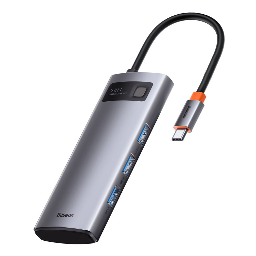 Baseus Metal Gleam 5-in-1 USB Type C Hub - 100W PD, 4K HDMI, 3x USB 3.2 Gen 1 (CAHUB-CX0G)