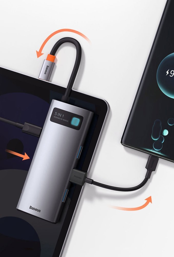 Baseus Metal Gleam 5-in-1 USB Type C Hub - 100W PD, 4K HDMI, 3x USB 3.2 Gen 1 (CAHUB-CX0G)