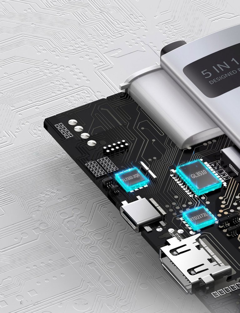 Baseus Metal Gleam 5-in-1 USB Type C Hub - 100W PD, 4K HDMI, 3x USB 3.2 Gen 1 (CAHUB-CX0G)