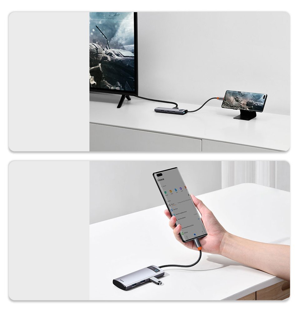 Baseus Metal Gleam 5-in-1 USB Type C Hub - 100W PD, 4K HDMI, 3x USB 3.2 Gen 1 (CAHUB-CX0G)