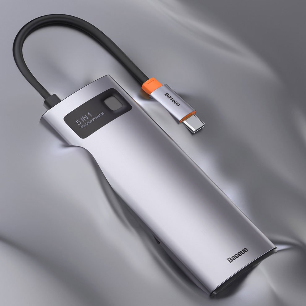 Baseus Metal Gleam 5-in-1 USB Type C Hub - 100W PD, 4K HDMI, 3x USB 3.2 Gen 1 (CAHUB-CX0G)