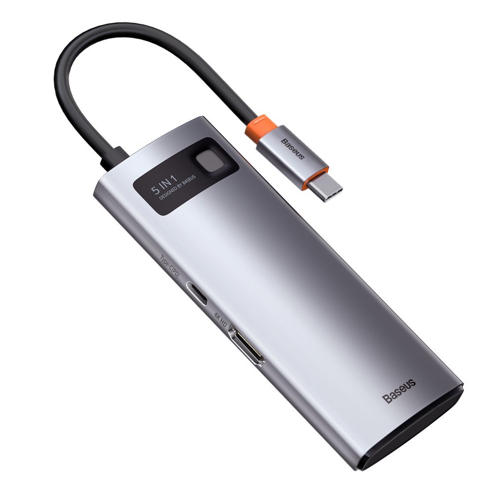 Baseus Metal Gleam 5-in-1 USB Type C Hub - 100W PD, 4K HDMI, 3x USB 3.2 Gen 1 (CAHUB-CX0G)