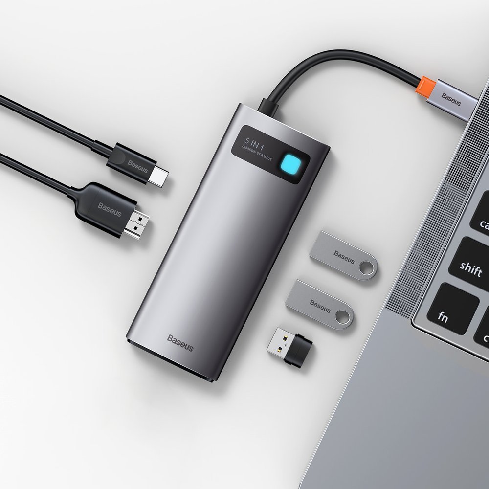 Baseus Metal Gleam 5-in-1 USB Type C Hub - 100W PD, 4K HDMI, 3x USB 3.2 Gen 1 (CAHUB-CX0G)