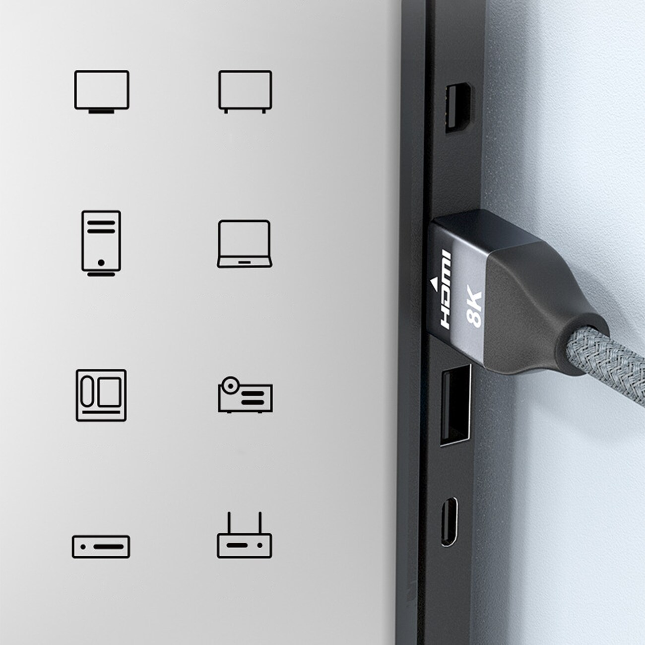 Wozinsky HDMI 2.1-kabel 8K 60 Hz 48 Gbps / 4K 120 Hz / 2K 144 Hz 2 m sølv (WHDMI-20)