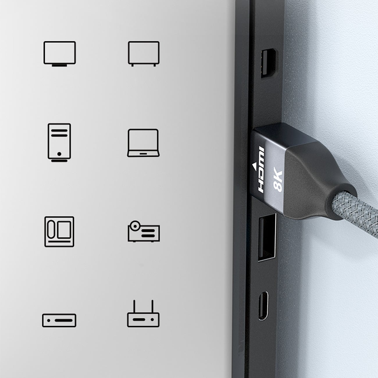 Wozinsky HDMI 2.1-kabel 8K 60 Hz 48 Gbps / 4K 120 Hz / 2K 144 Hz 3 m sølv (WHDMI-30)