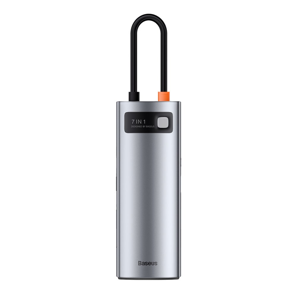 Baseus Metal Gleam Series multifunksjonell USB HUB 7in1 Type C HDMI TF PD-kortleser grå (WKWG020113)