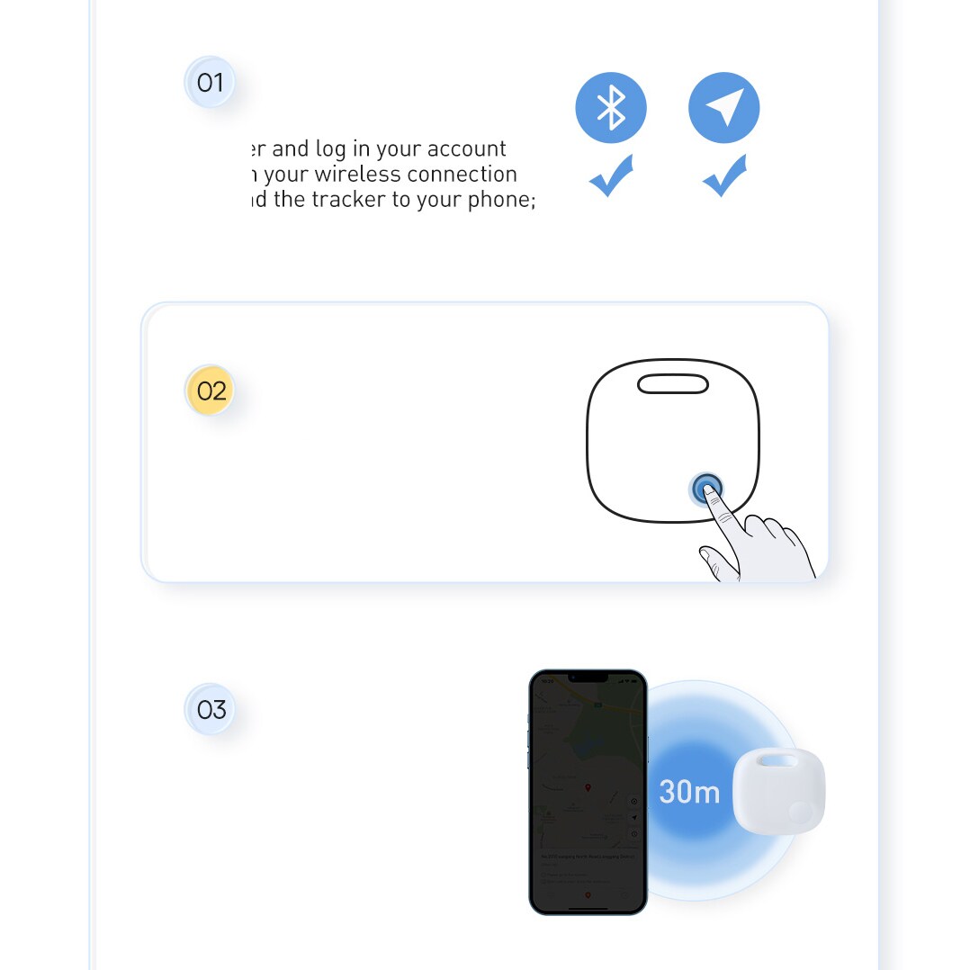 Baseus T2 Pro smart GPS-tracker for barnas håndveske nøkler hvit (FMTP000002)