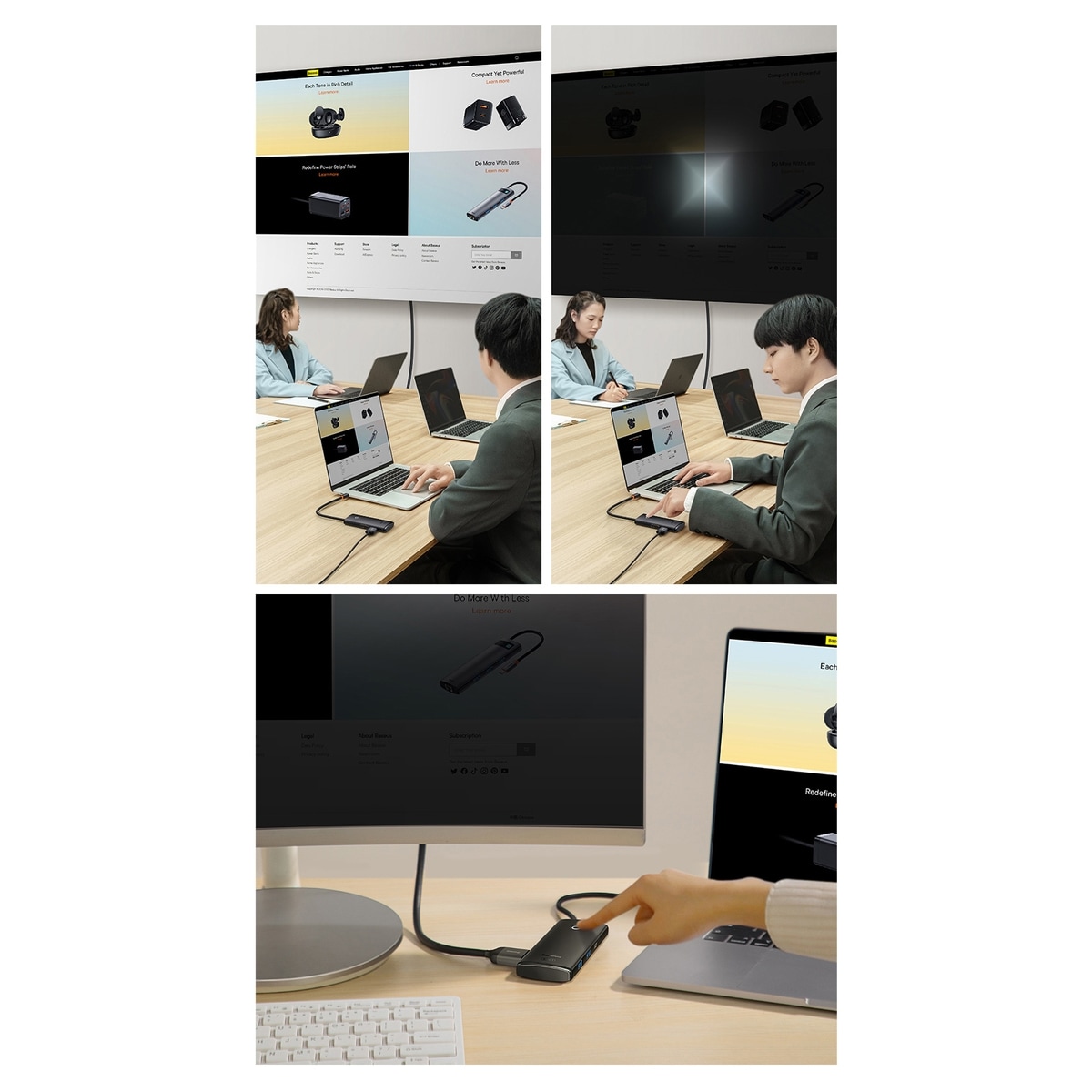 Baseus Lite Series USB Type C HUB - 2 x USB 3.0 / USB Type C / HDMI / SD/TF OTG svart (WKQX050001)
