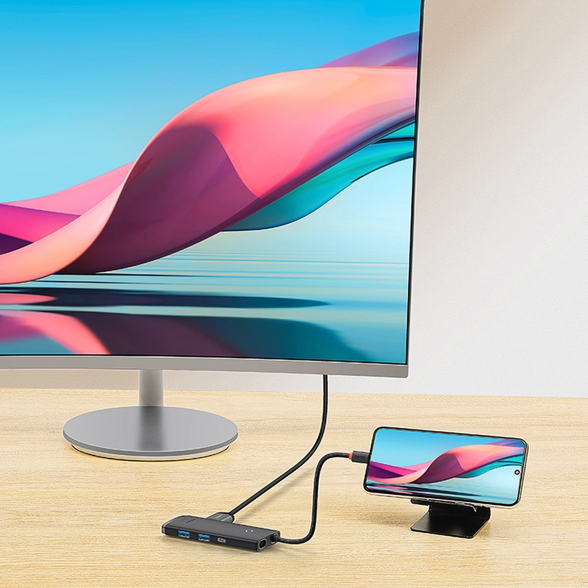 Baseus Lite Series USB Type C HUB - 2 x USB 3.0 / USB Type C / HDMI / SD/TF OTG svart (WKQX050001)