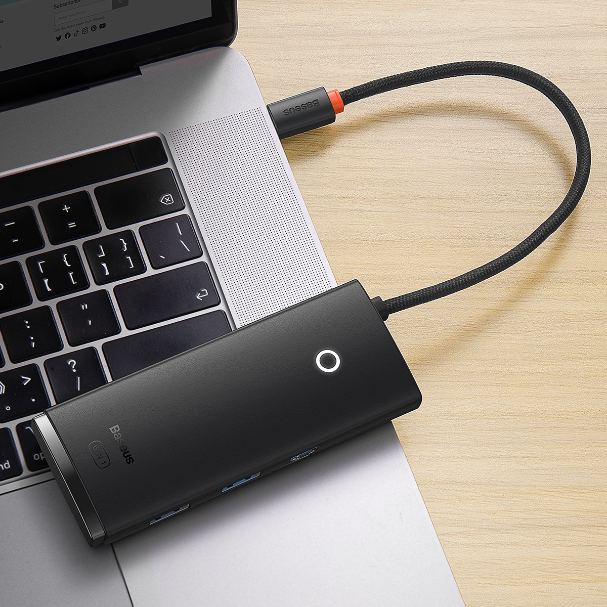 Baseus Lite Series USB Type C HUB - 2 x USB 3.0 / USB Type C / HDMI / SD/TF OTG svart (WKQX050001)