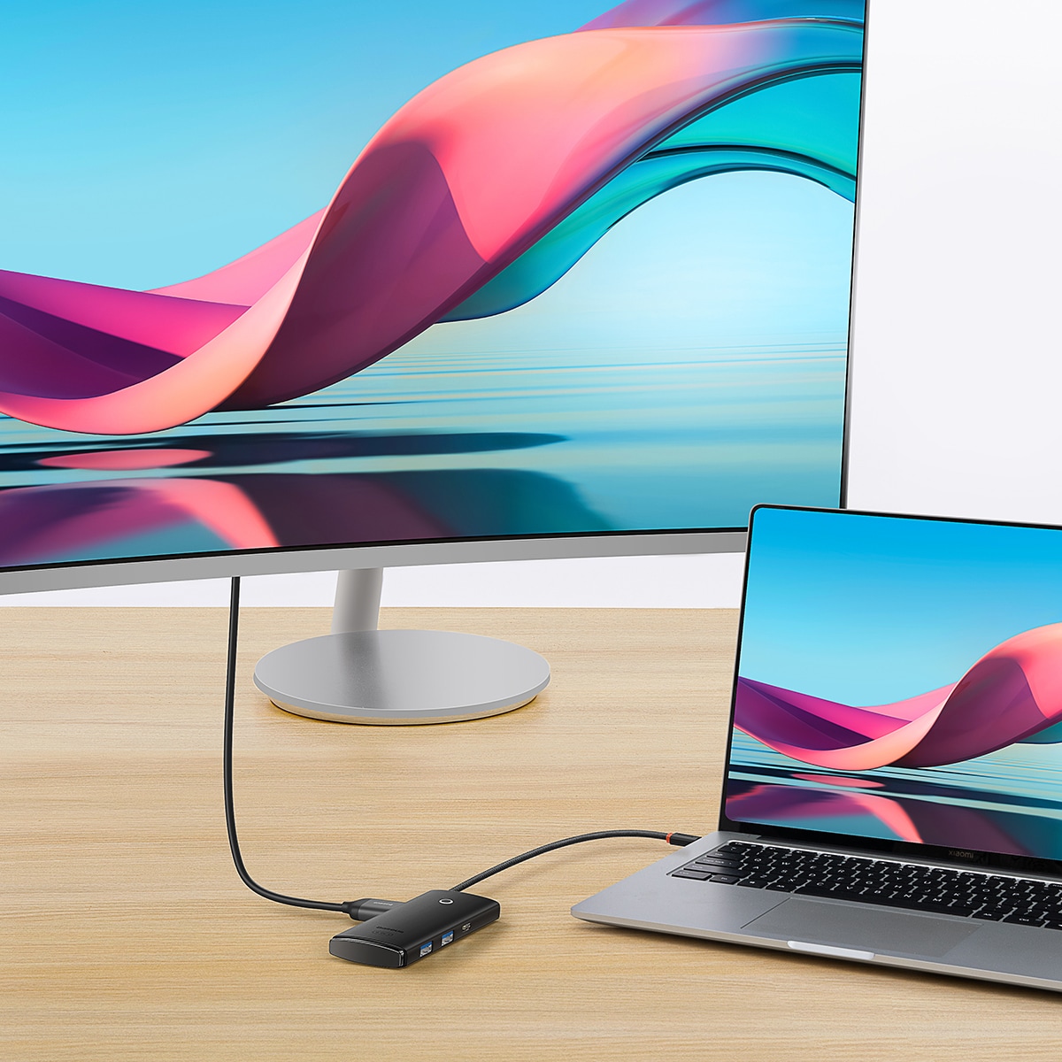 Baseus Lite Series USB Type C HUB - 2 x USB 3.0 / USB Type C / HDMI / SD/TF OTG svart (WKQX050001)