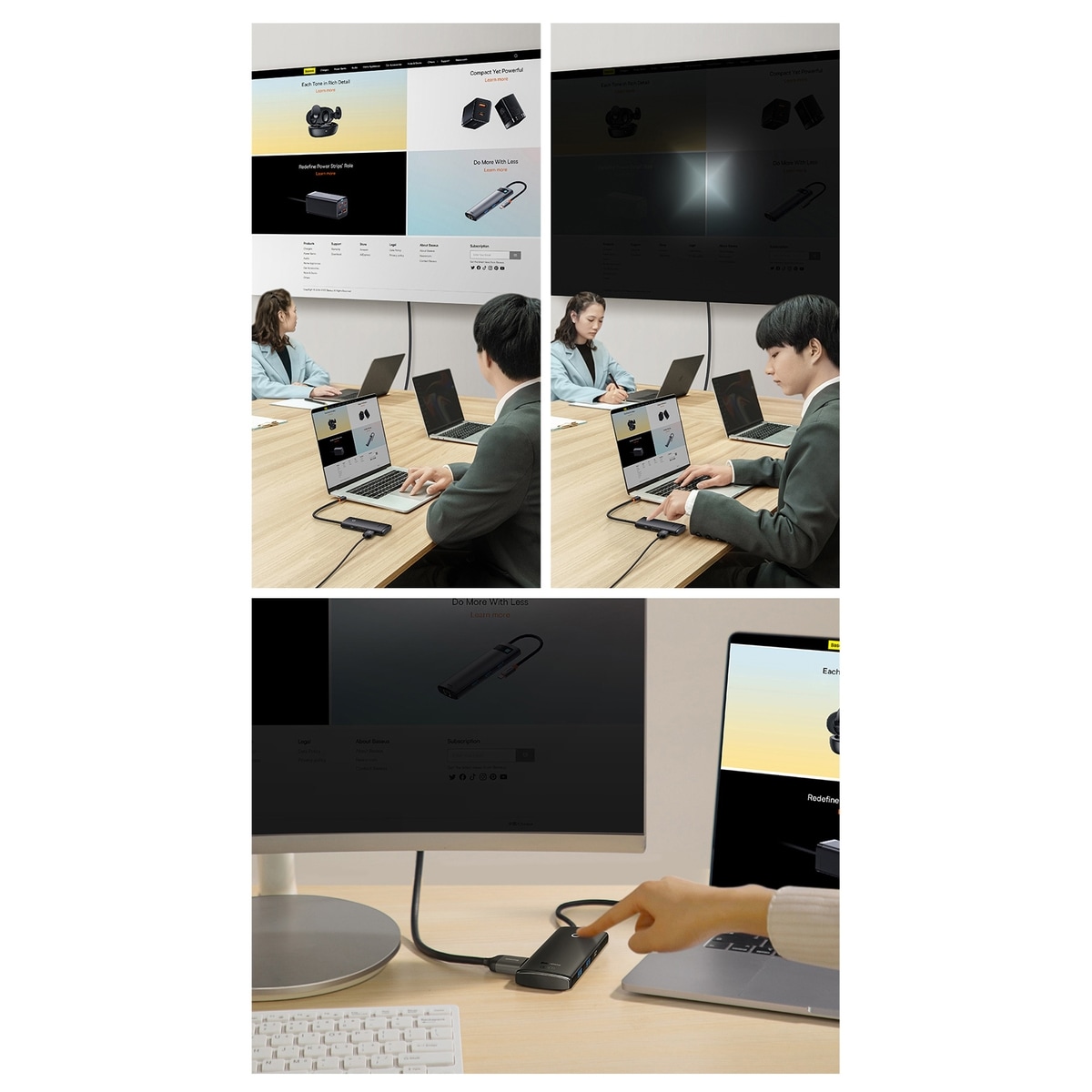 Baseus Lite Series multifunksjonell HUB USB Type C - 2 x USB 3.0, USB Type C PD, HDMI, SD/TF svart