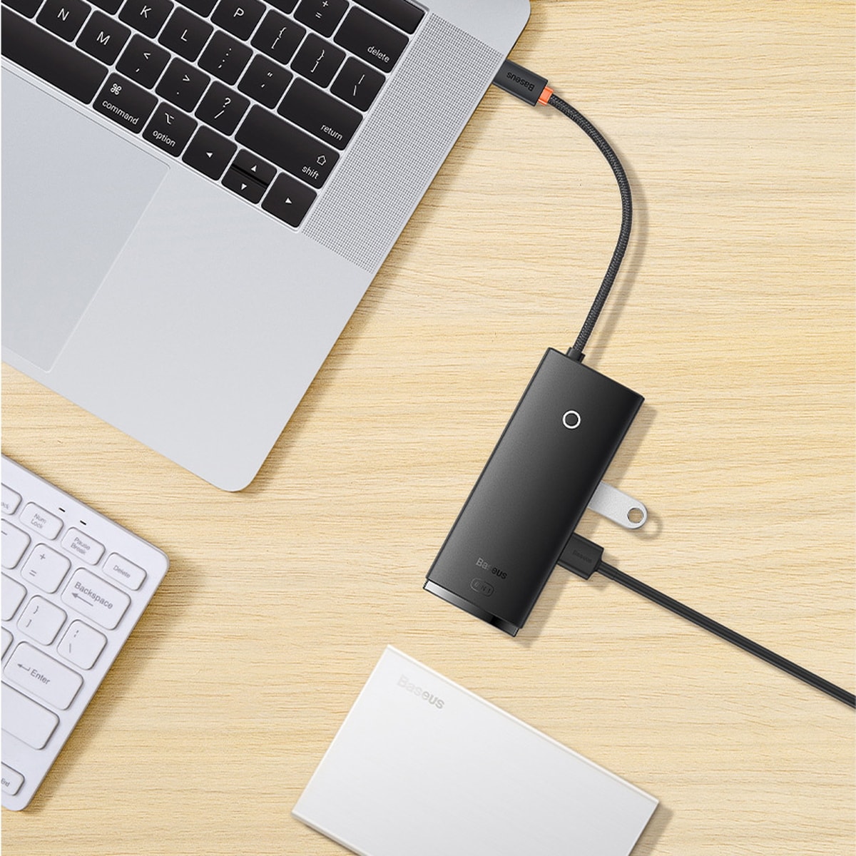 Baseus Lite Series multifunksjonell HUB USB Type C - 2 x USB 3.0, USB Type C PD, HDMI, SD/TF svart