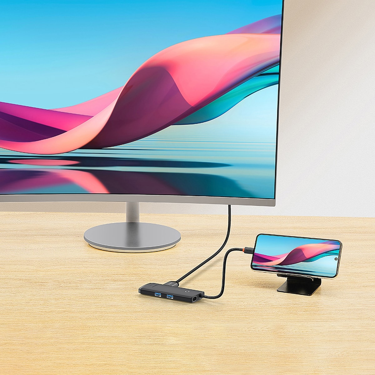 Baseus Lite Series multifunksjonell HUB USB Type C - 2 x USB 3.0, USB Type C PD, HDMI, SD/TF svart