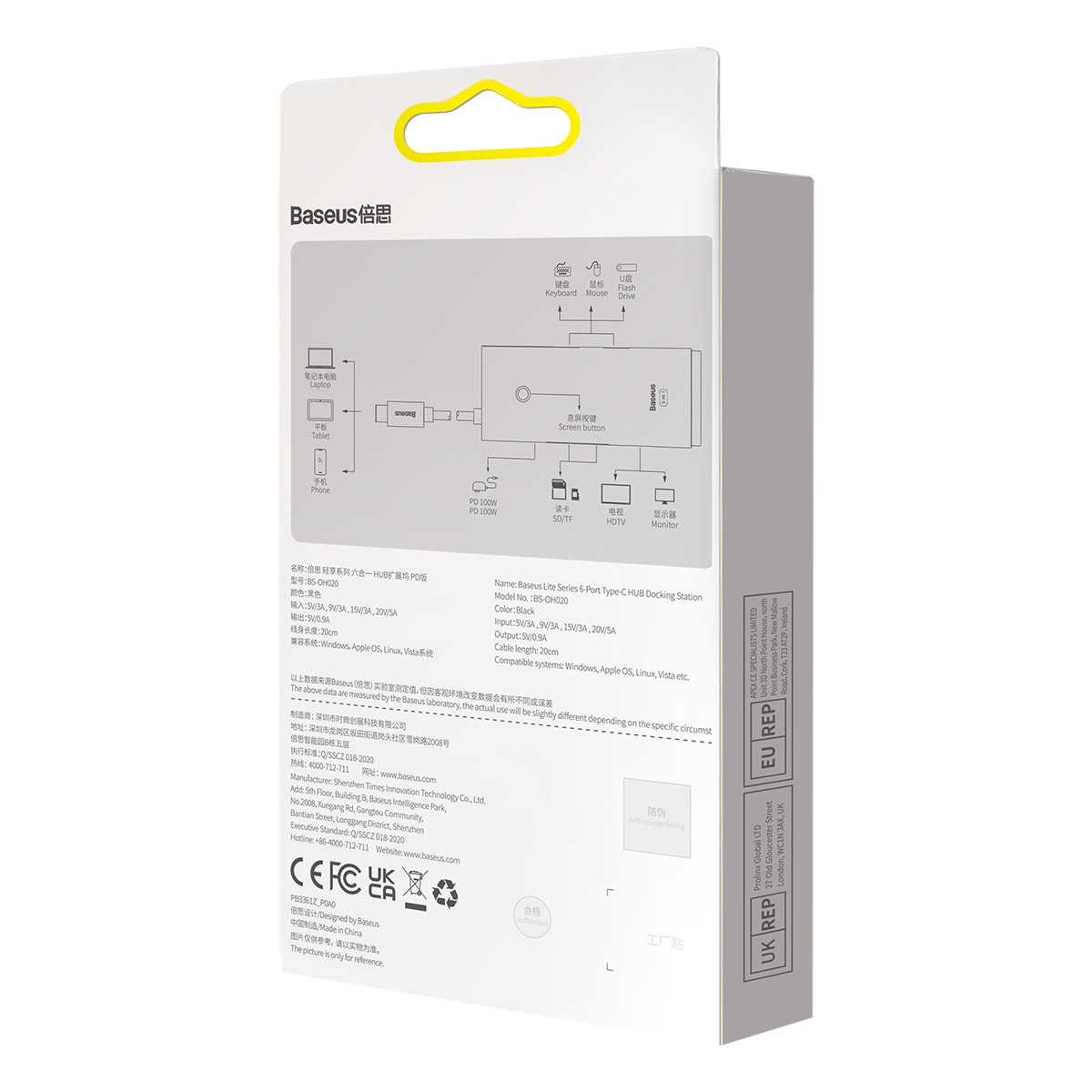 Baseus Lite Series multifunksjonell HUB USB Type C - 2 x USB 3.0, USB Type C PD, HDMI, SD/TF svart
