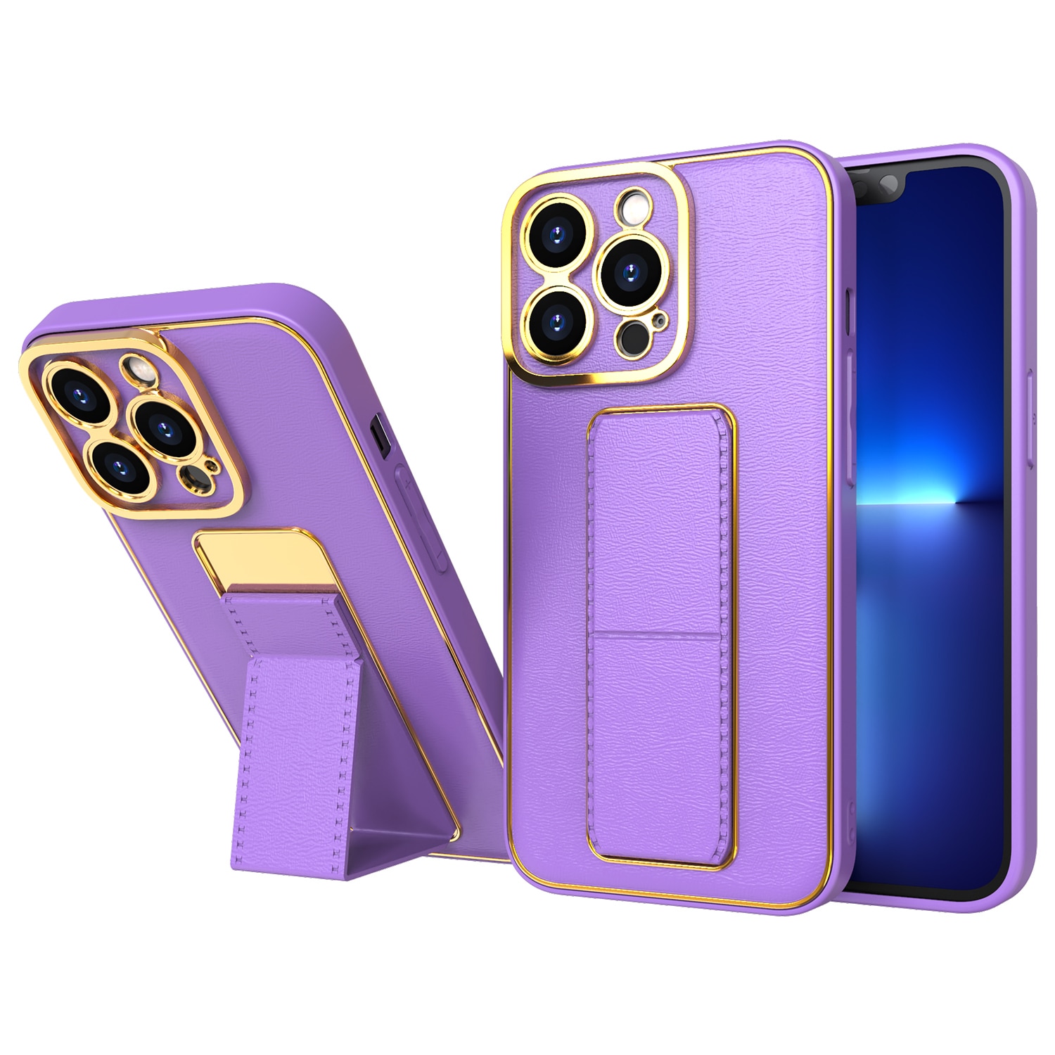 Nytt Kickstand-etui for iPhone 12 Pro med stativ lilla