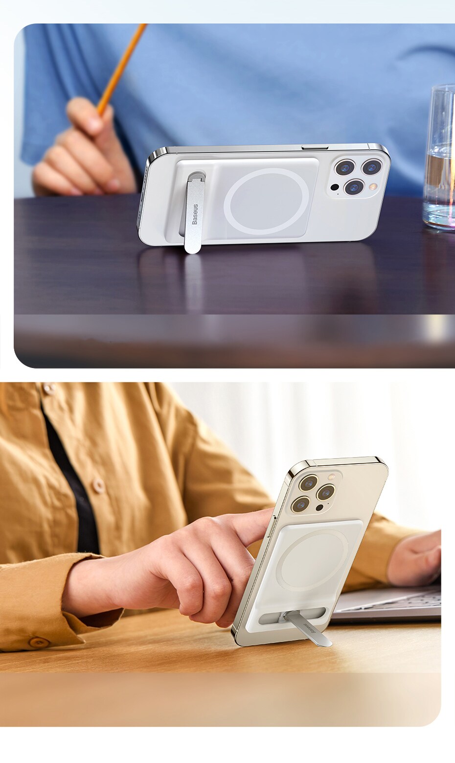Baseus sammenleggbart stativ med magnetisk holder hvit (LUXZ010002)