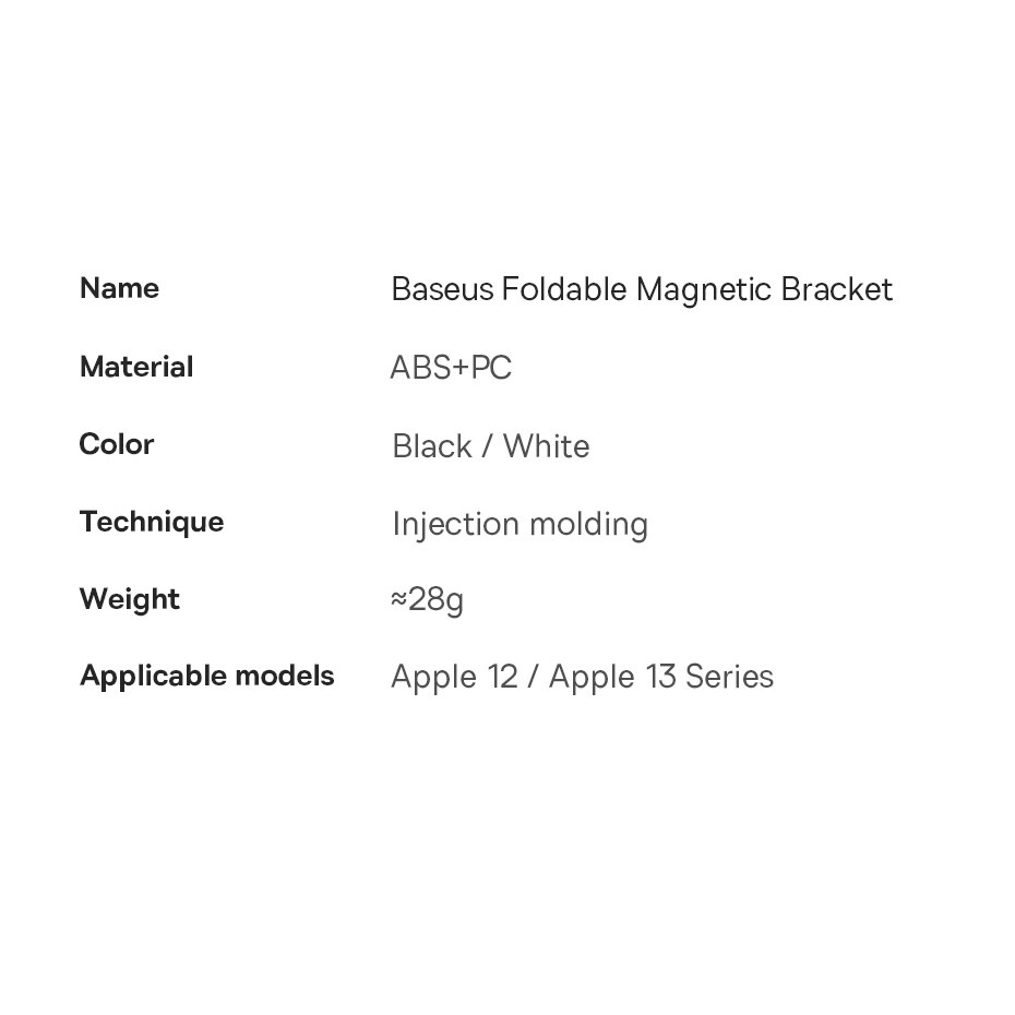 Baseus sammenleggbart stativ med magnetisk holder hvit (LUXZ010002)
