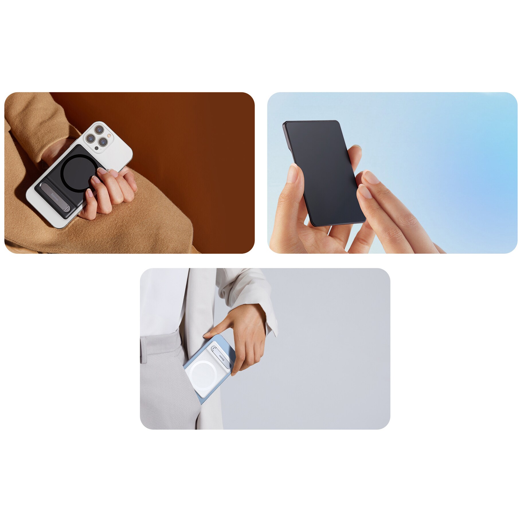 Baseus sammenleggbart stativ med magnetisk holder hvit (LUXZ010002)
