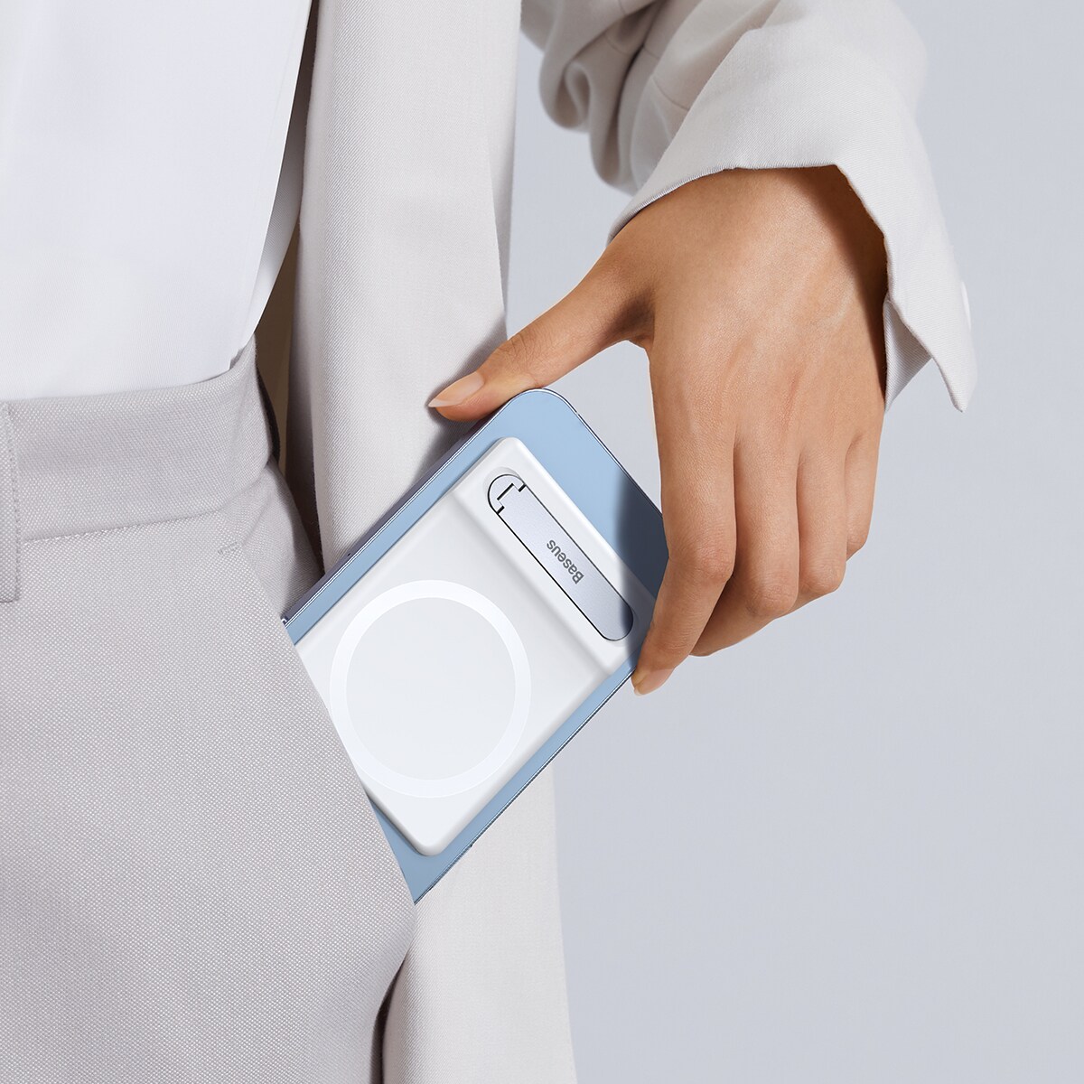 Baseus sammenleggbart stativ med magnetisk holder hvit (LUXZ010002)