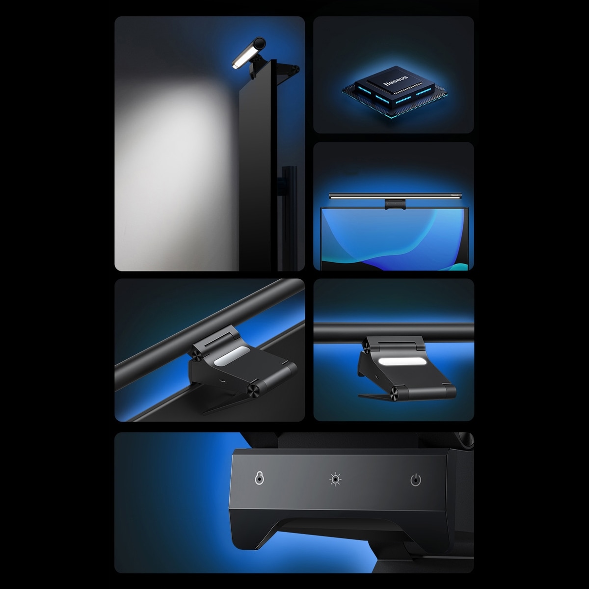 Baseus i-wok2 LED-lampe for skrivebordsskjermbelysning svart (DGIW000101)