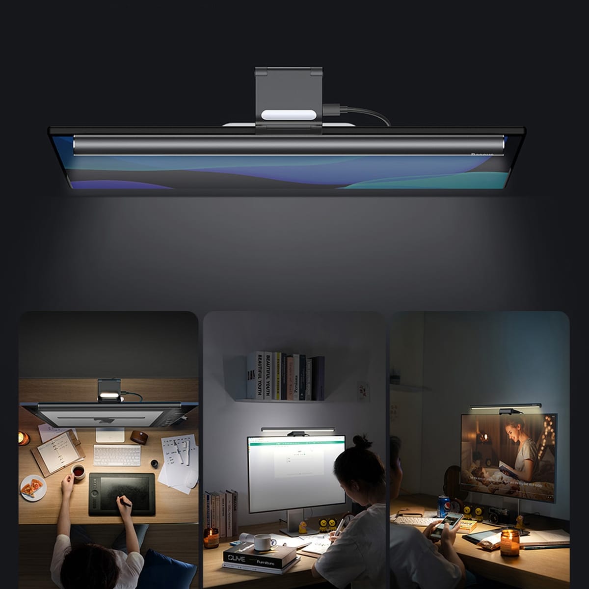 Baseus i-wok2 LED-lampe for skrivebordsskjermbelysning svart (DGIW000101)