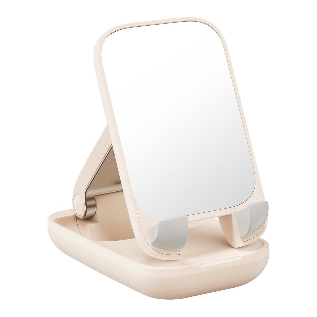 Justerbart telefonstativ med speil Baseus Seashell Series - beige