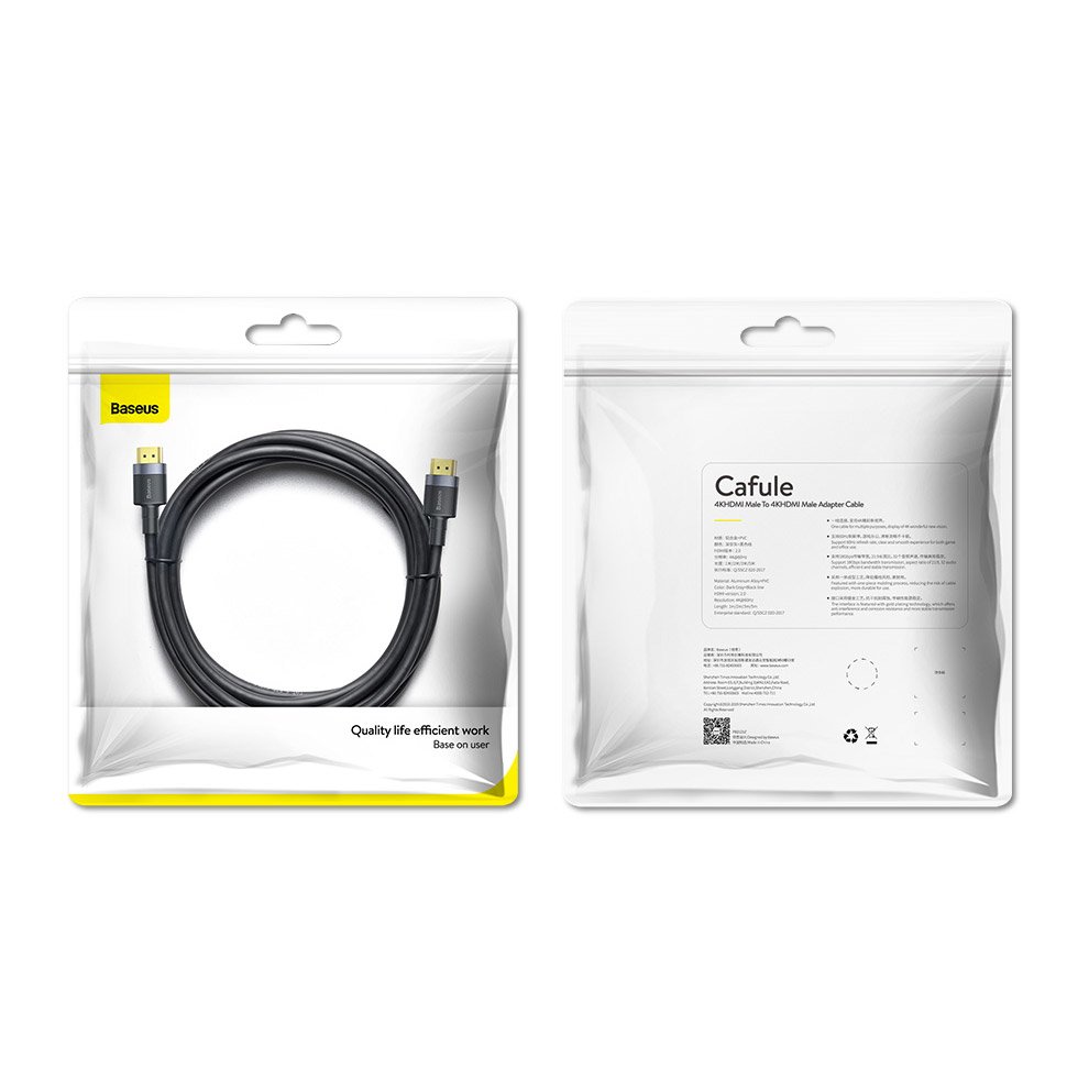 Baseus Cafule HDMI / HDMI 2.0 4K 60 Hz 3D 18 Gbps-kabel 2 m - svart