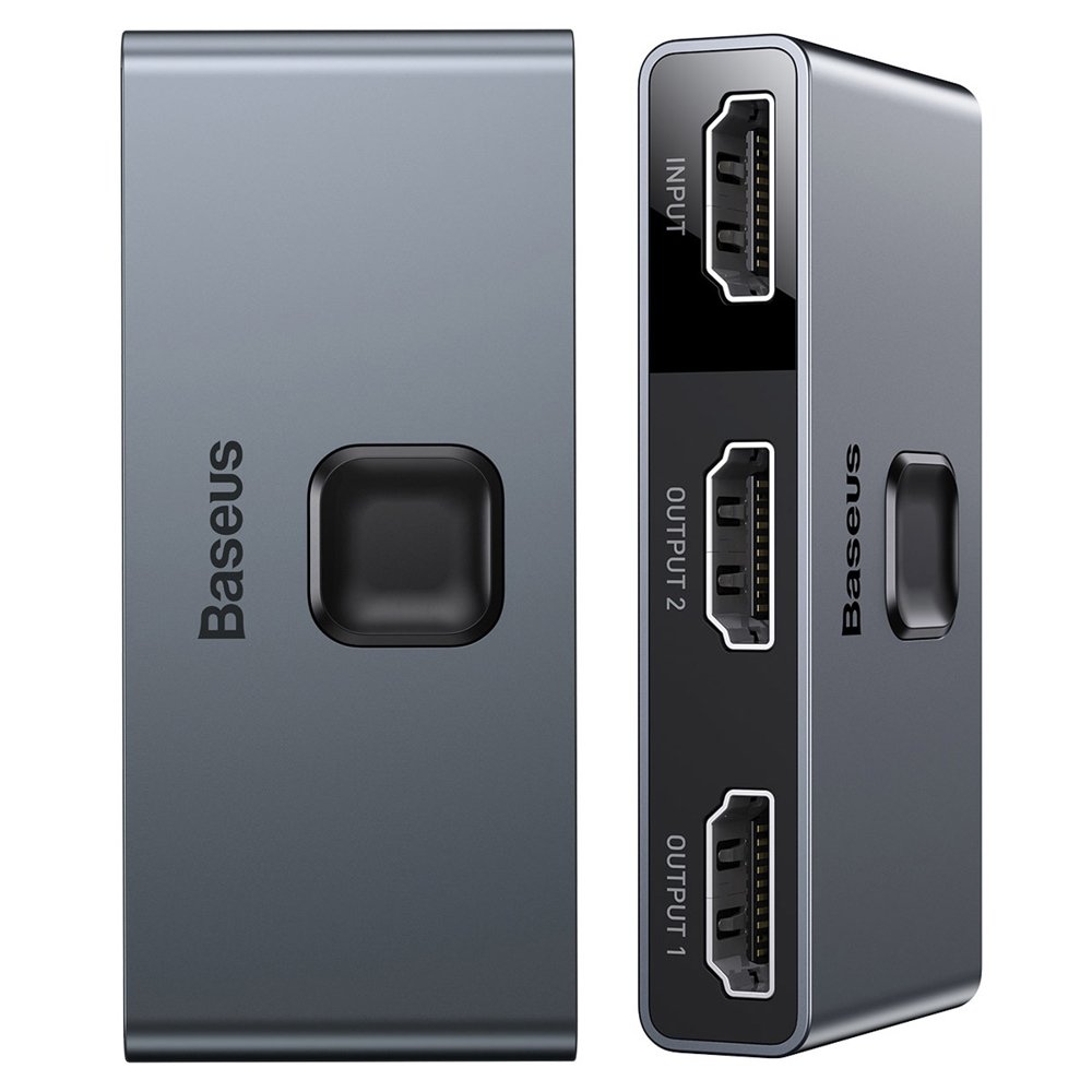 Baseus toveis bryter splitter svitsj HDMI - 2x HDMI 4K / 30 Hz grå (CAHUB-BC0G)