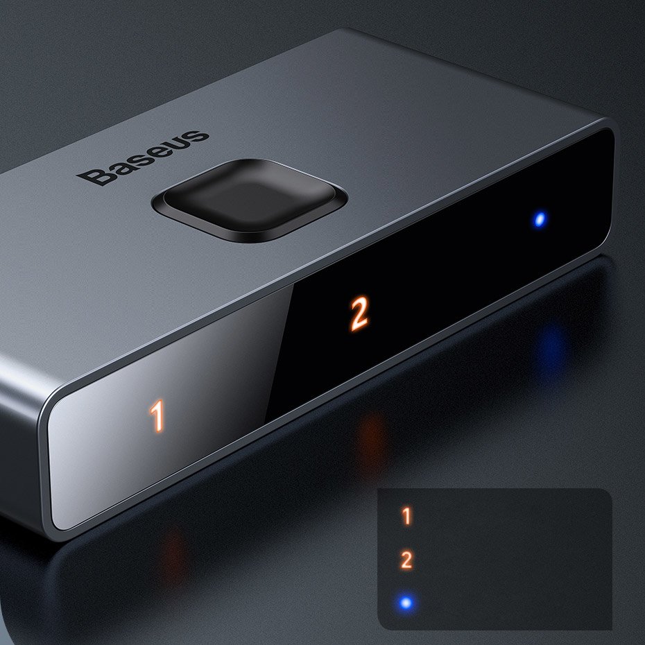 Baseus toveis bryter splitter svitsj HDMI - 2x HDMI 4K / 30 Hz grå (CAHUB-BC0G)