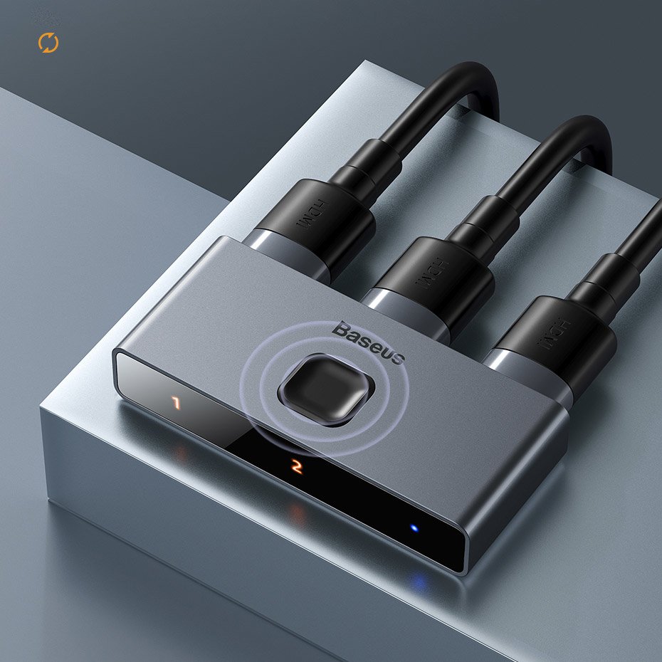 Baseus toveis bryter splitter svitsj HDMI - 2x HDMI 4K / 30 Hz grå (CAHUB-BC0G)