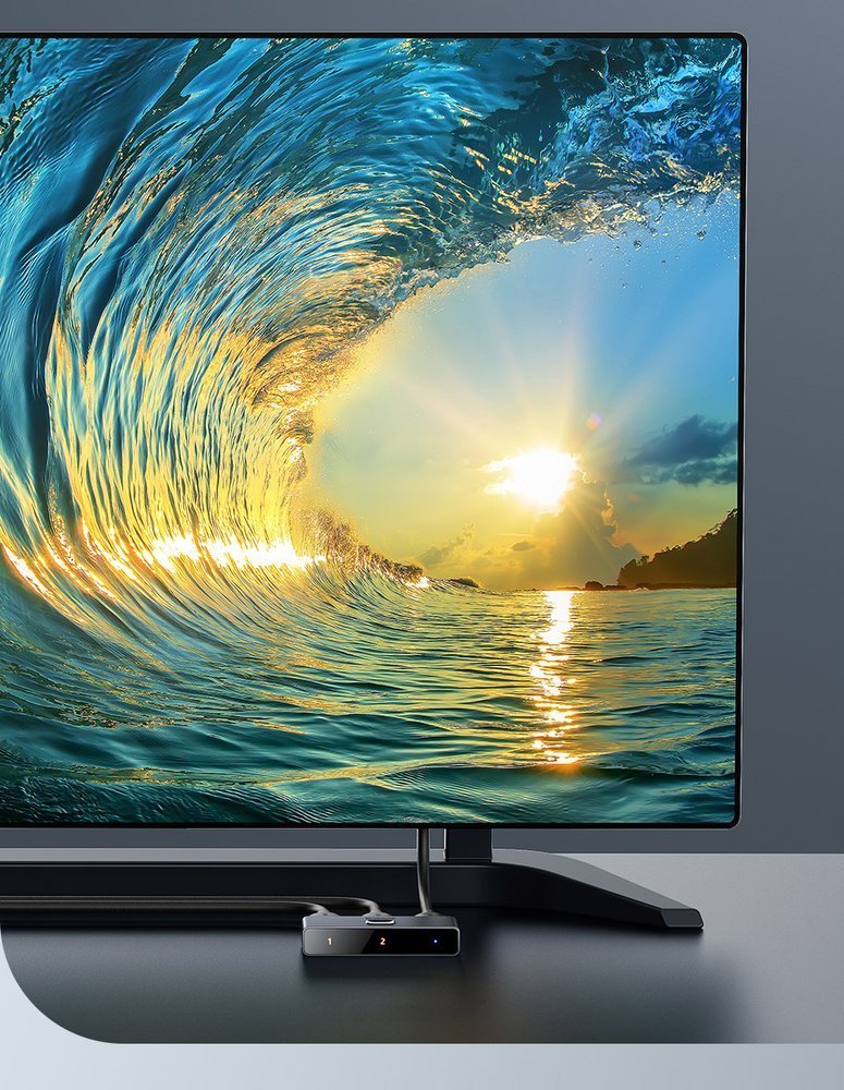 Baseus toveis bryter splitter svitsj HDMI - 2x HDMI 4K / 30 Hz grå (CAHUB-BC0G)