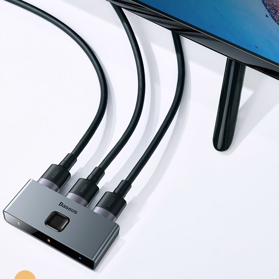 Baseus toveis bryter splitter svitsj HDMI - 2x HDMI 4K / 30 Hz grå (CAHUB-BC0G)