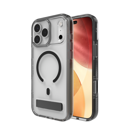ZAGG Santa Cruz Snap KS MagSafe-etui med stativ for iPhone 17 Pro Max - klart og svart