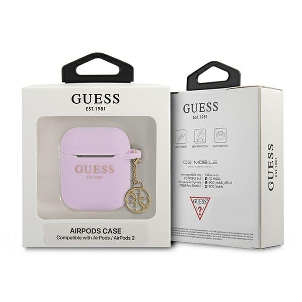 Guess GUA2LSC4EU AirPods 1/2-deksel lilla/lilla Silikon Charm 4G Collection