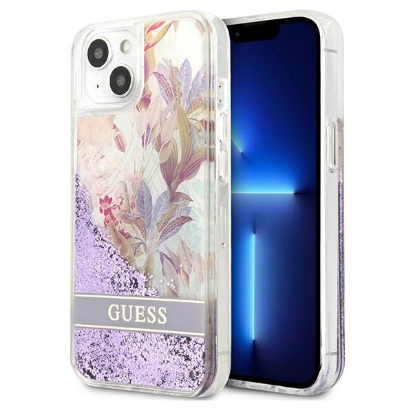 Guess GUHCP13SLFLSU iPhone 13 mini 5,4" lilla/lilla hardcase Flower Liquid Glitter