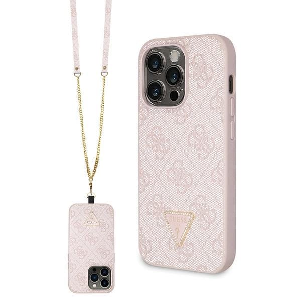 Guess GUHCP15LP4TDSCPP iPhone 15 Pro 6,1" rosa/rosa hardcase Crossbody 4G Metal Logo