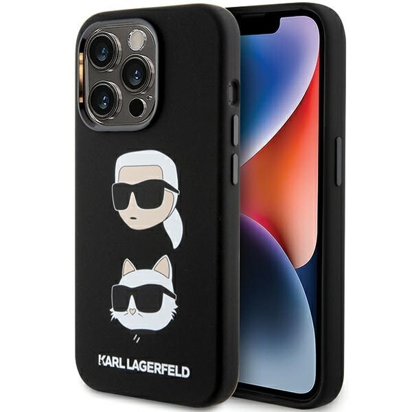Karl Lagerfeld Silikon Karl&Choupette Head-etui for iPhone 15 Pro Max - svart