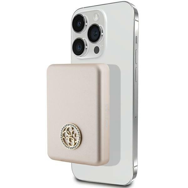 Guess MagSafe 4G Strassed Metal Logo induksjonskraftbank 5W 3000mAh - gull