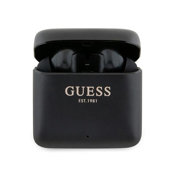 Guess Bluetooth-hodetelefoner GUTWSSU20ALEGK TWS + dokkingstasjon svart/svart Trykt logo