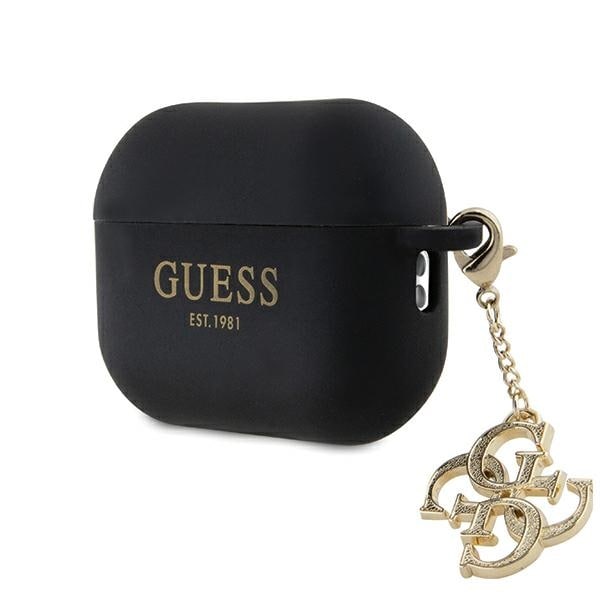 Guess GUAP2LECG4K-etui for AirPods Pro 2-deksel - svart flytende silikon Glitter Triangle Charm