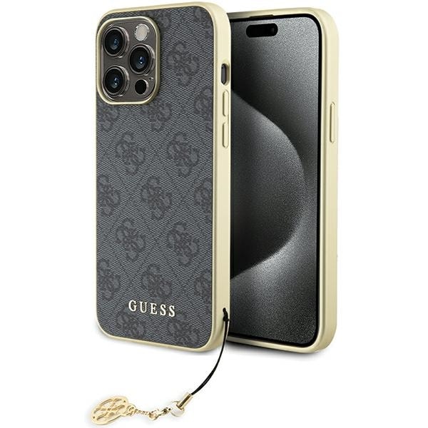 Guess 4G Charms Collection-etui for iPhone 15 Pro Max - grå