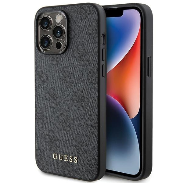 Guess 4G metall gull logo iPhone 15 Pro Max-etui - grå